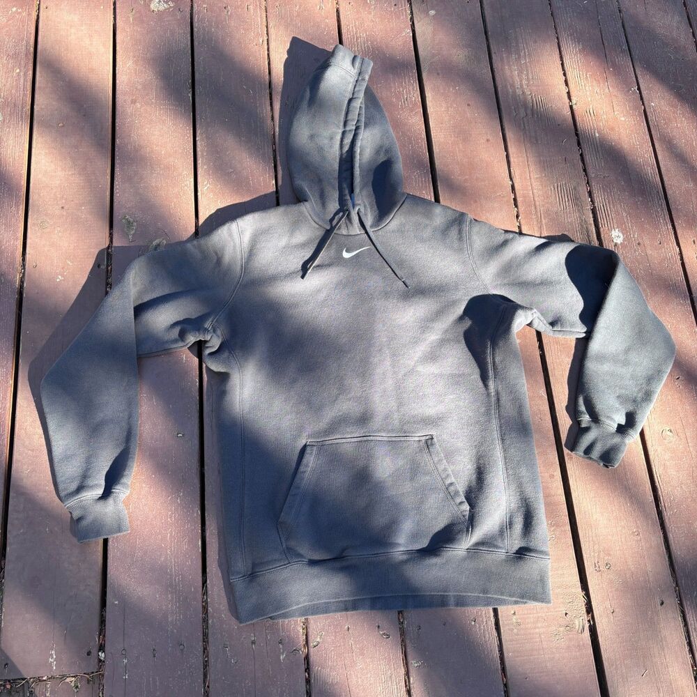 Nike Team Club Fleece Center Swoosh Hoodie Sweatshirt Gray Women's XL 598575-060